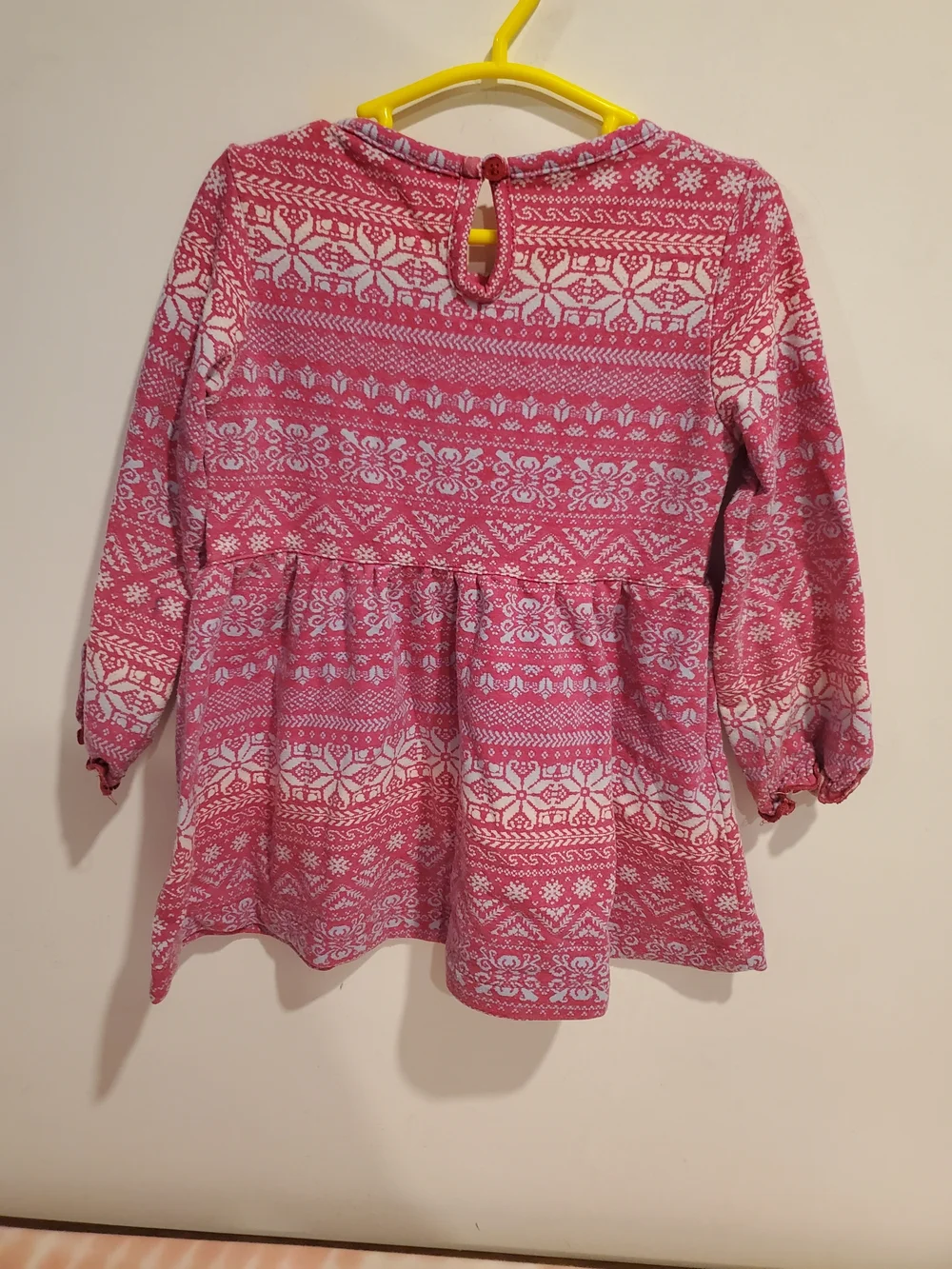 Joe Fresh 2t Pink & White Fair Isle Long Sleeve Dress - Picture 3 of 3